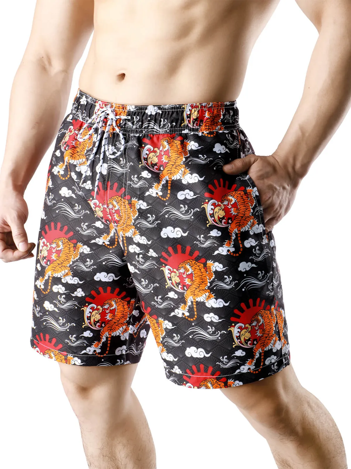 Men's Casual Funny Print Quick Dry Beach Swimming Trunks