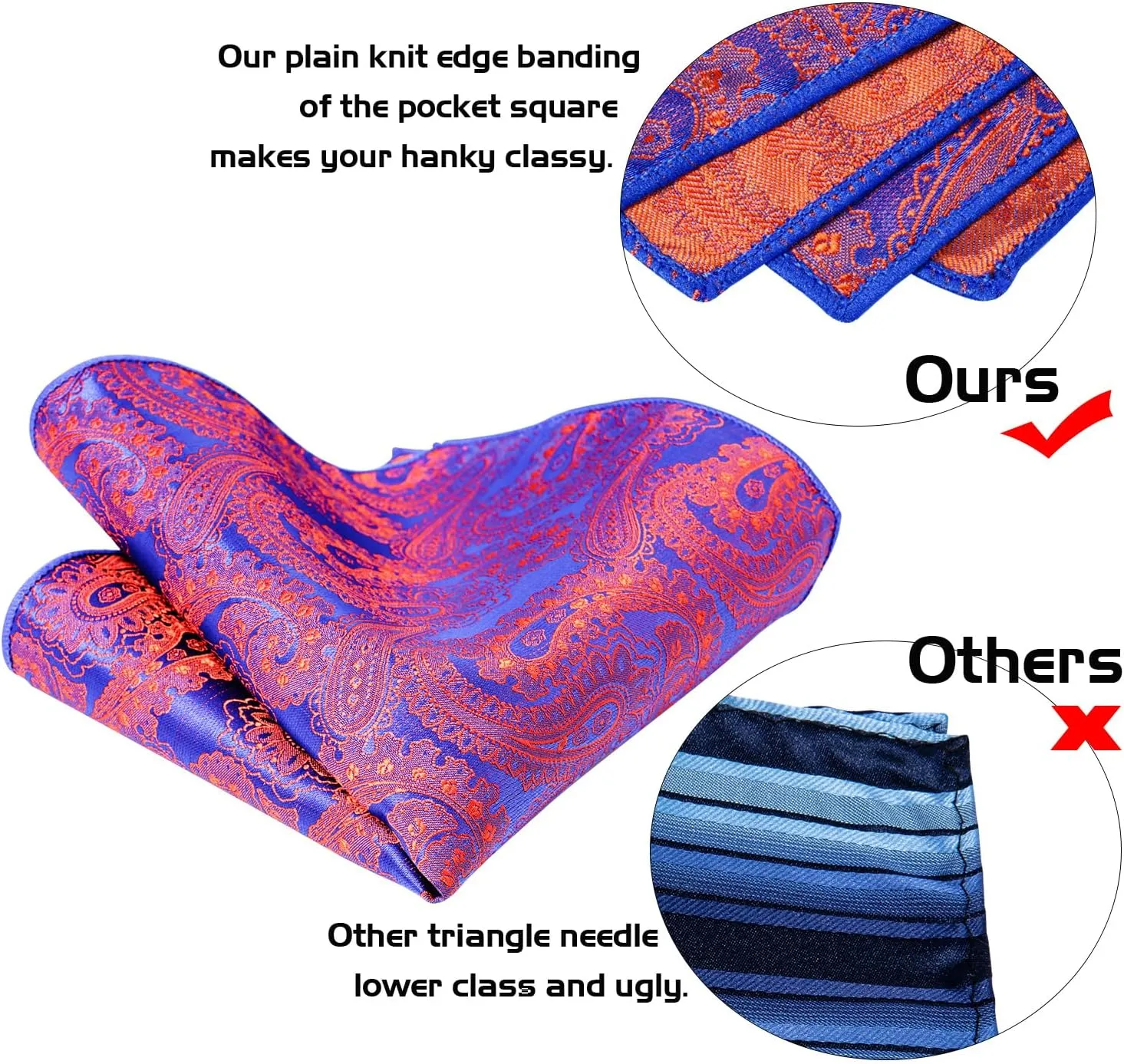 Mens Silk Tie and Pocket Square Cufflinks Clip Set, Designer Woven Necktie Set for Wedding Business Prom