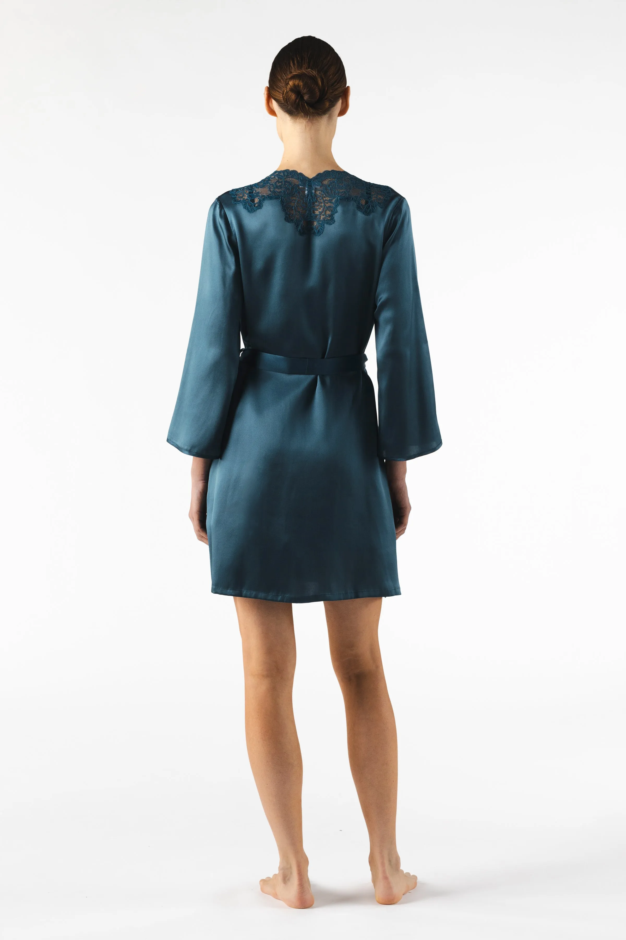 Mireille Twilight Short Silk Robe