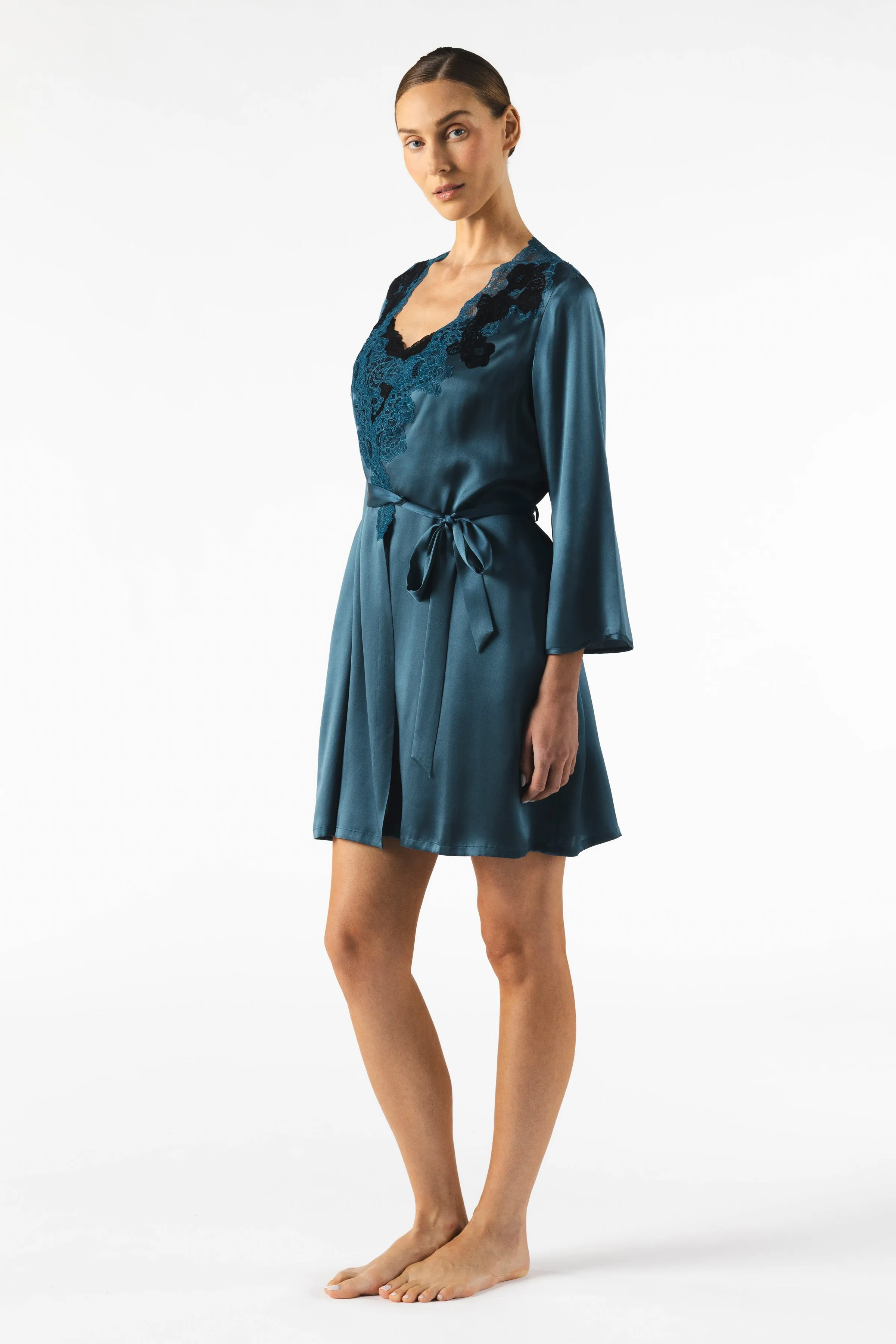 Mireille Twilight Short Silk Robe