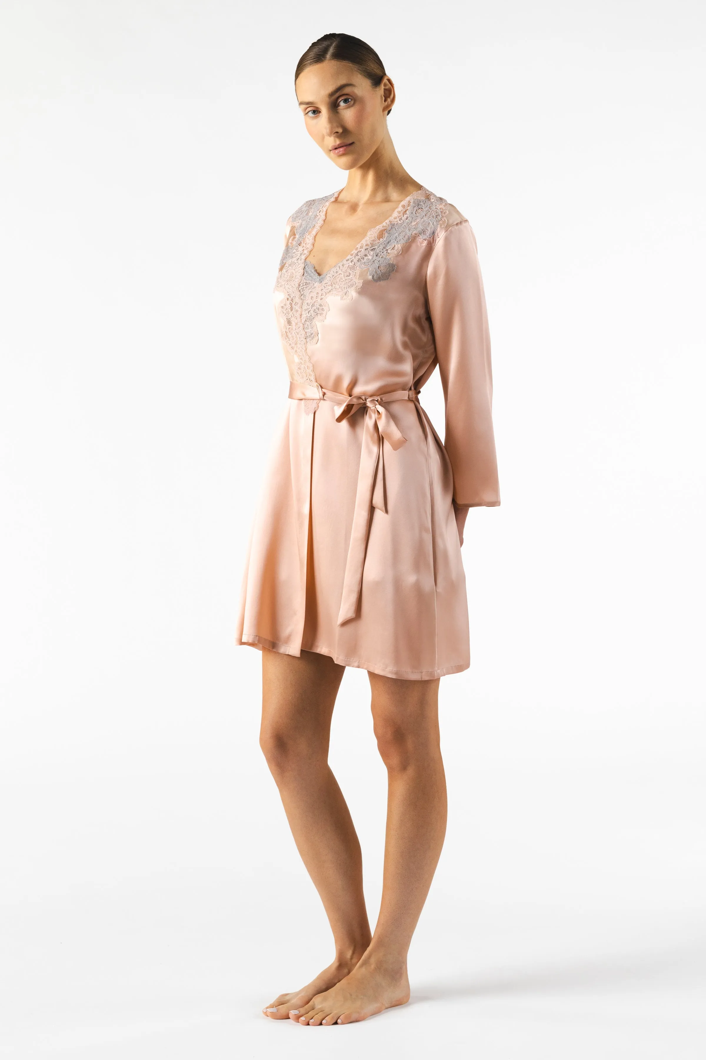 Mireille Twilight Short Silk Robe
