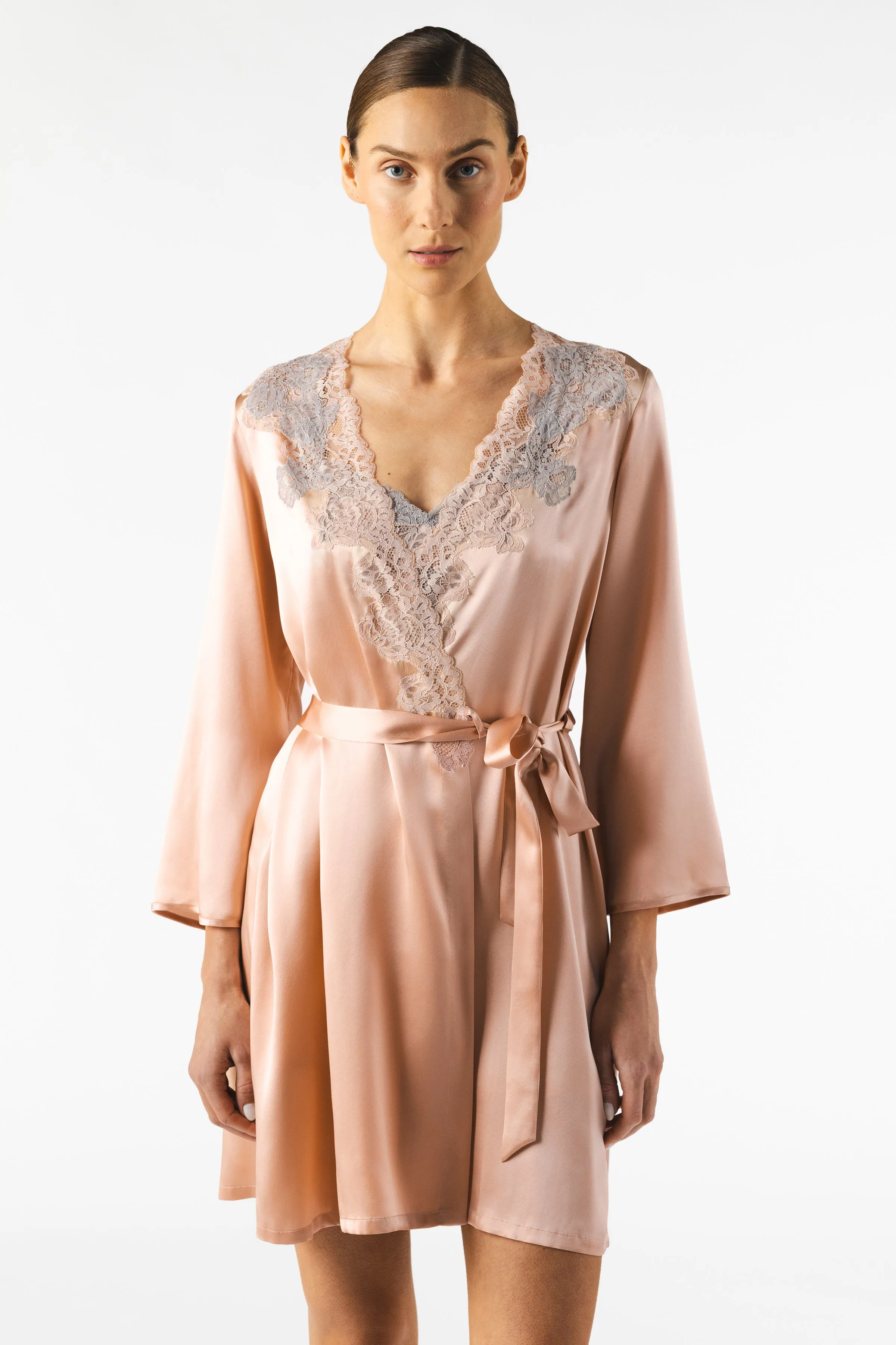 Mireille Twilight Short Silk Robe