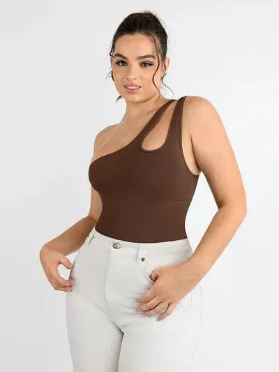 One Shoulder Tummy Control Shapewear Bodysuit
