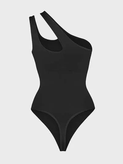 One Shoulder Tummy Control Shapewear Bodysuit