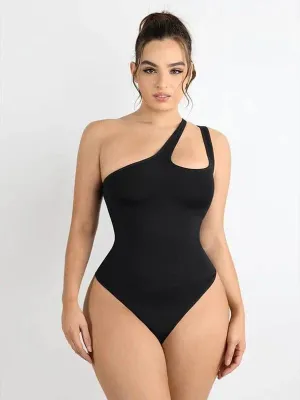One Shoulder Tummy Control Shapewear Bodysuit