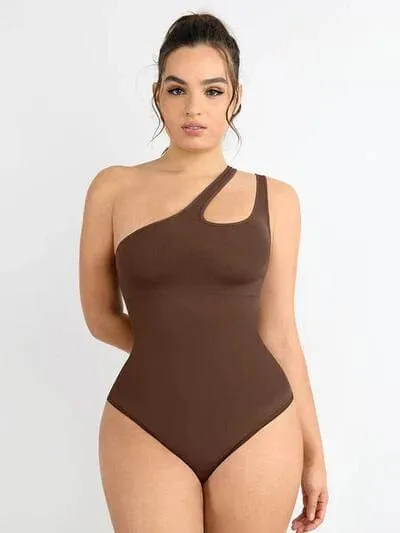 One Shoulder Tummy Control Shapewear Bodysuit