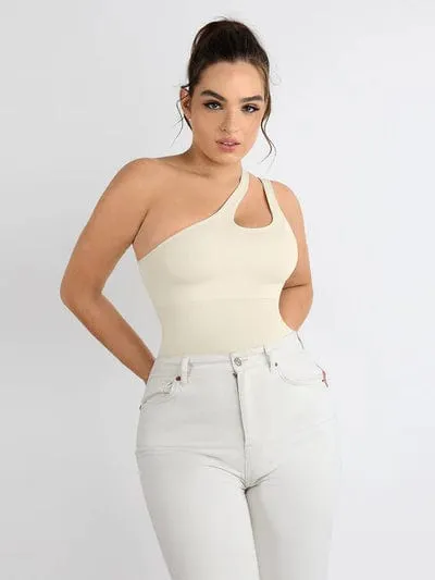 One Shoulder Tummy Control Shapewear Bodysuit