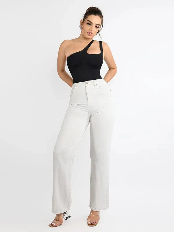 One Shoulder Tummy Control Shapewear Bodysuit