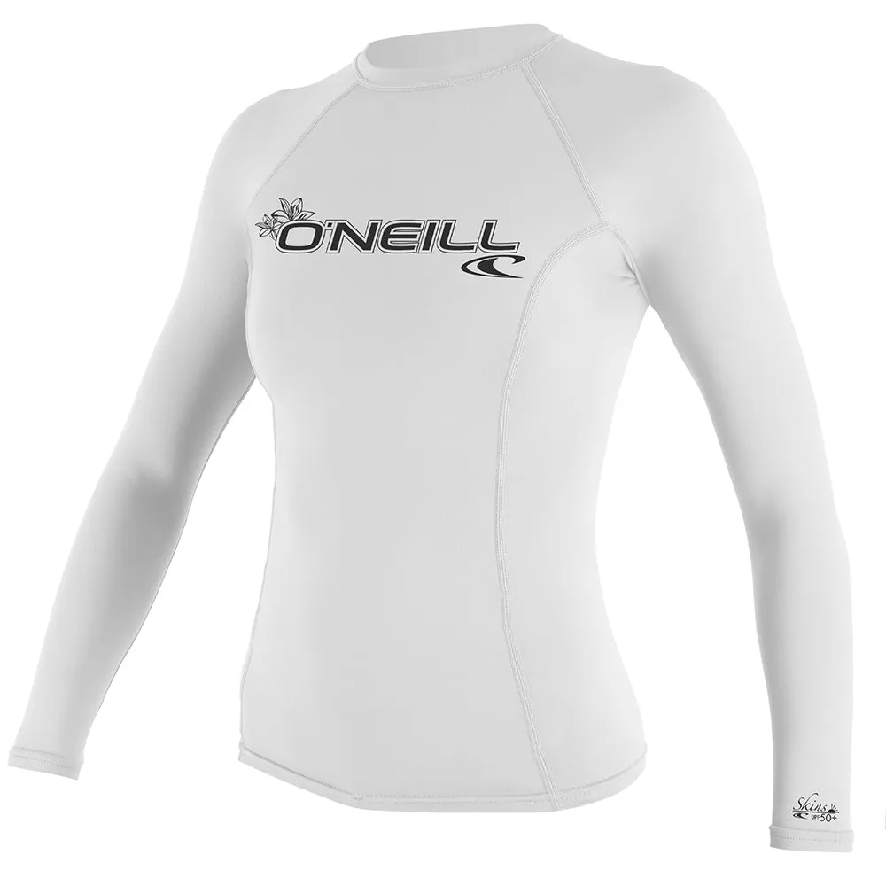 O'Neill Women's Basic Skins Long Sleeve Rash Guard - White - 3549