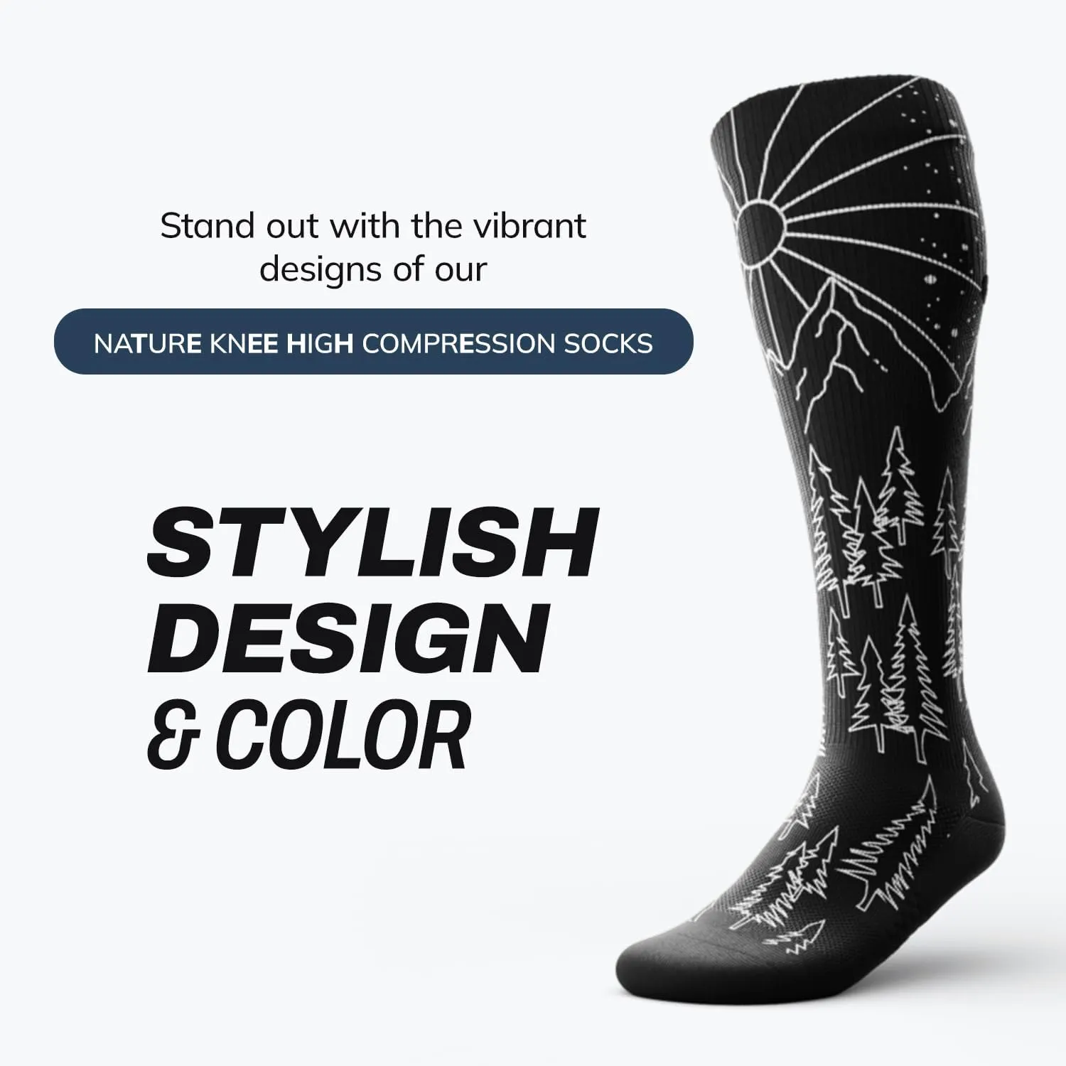 Outway Knee High Compression Socks for Men & Women, Moisture-Wicking Athletic Long Socks, Colorful and Comfortable Fit