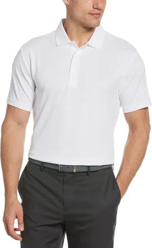 PGA TOUR Men's Airflux Solid Mesh Short Sleeve Golf Polo Shirt