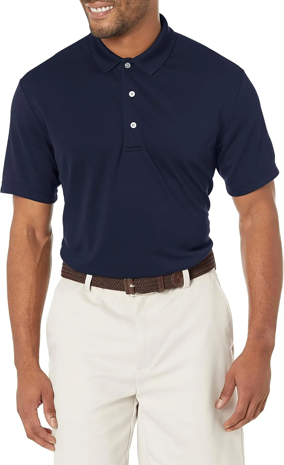 PGA TOUR Men's Airflux Solid Mesh Short Sleeve Golf Polo Shirt