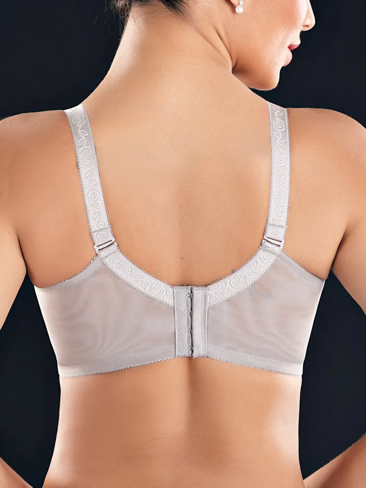 Plus Size Lace Jacquard Gather Full Coverage Push Up Bra,Milk Yellow