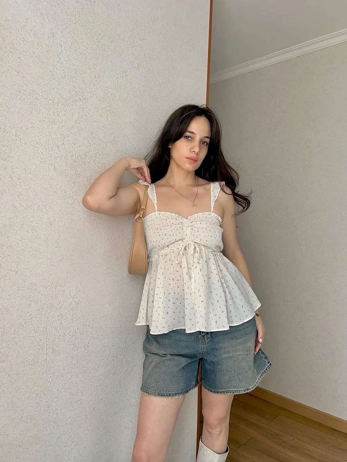 Poetsky Summer Beach Tanks for Women Sexy Going Out Tops Cute Peplum Babydoll Shirts