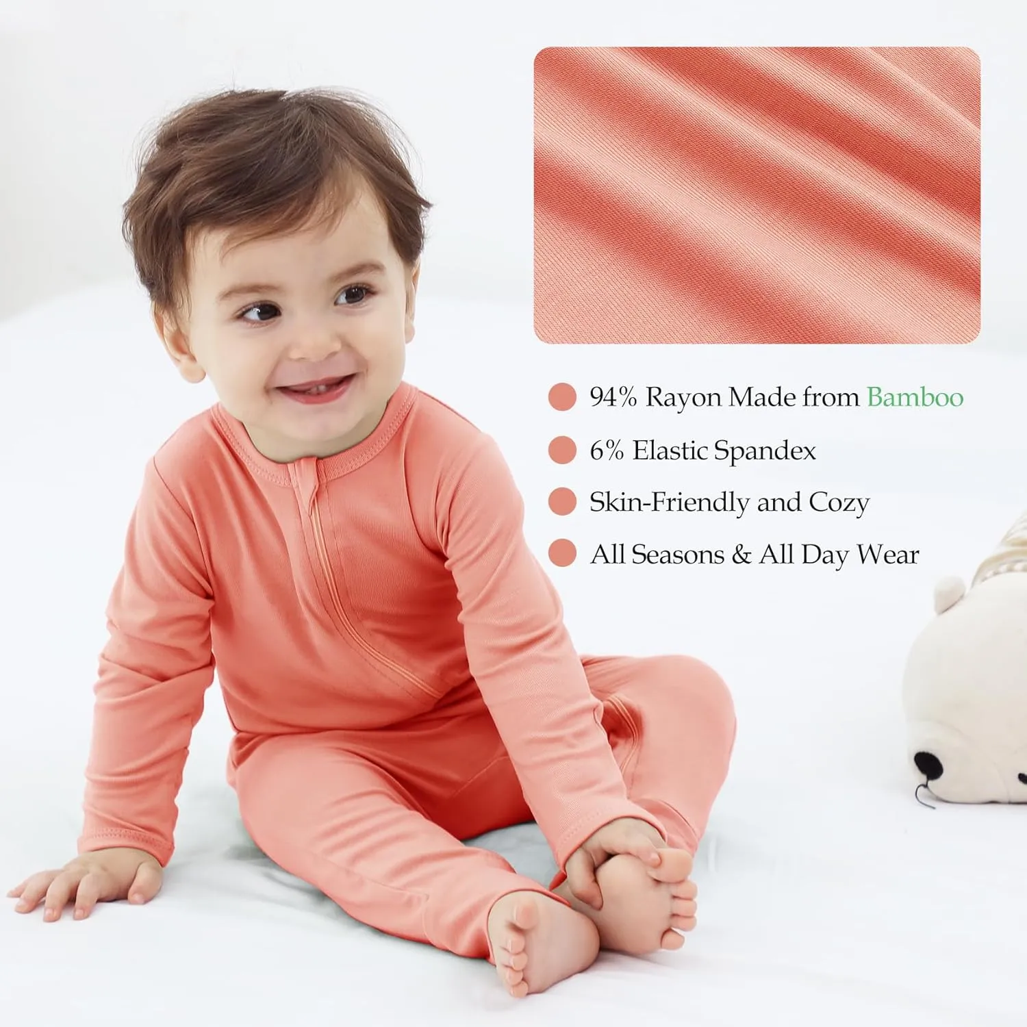 Rayon from Bamboo Baby Pajamas, Baby Sleeper with Mitten Cuffs and 2 Way Zipper, Rompers for Baby Boy Girls 0-24 Months