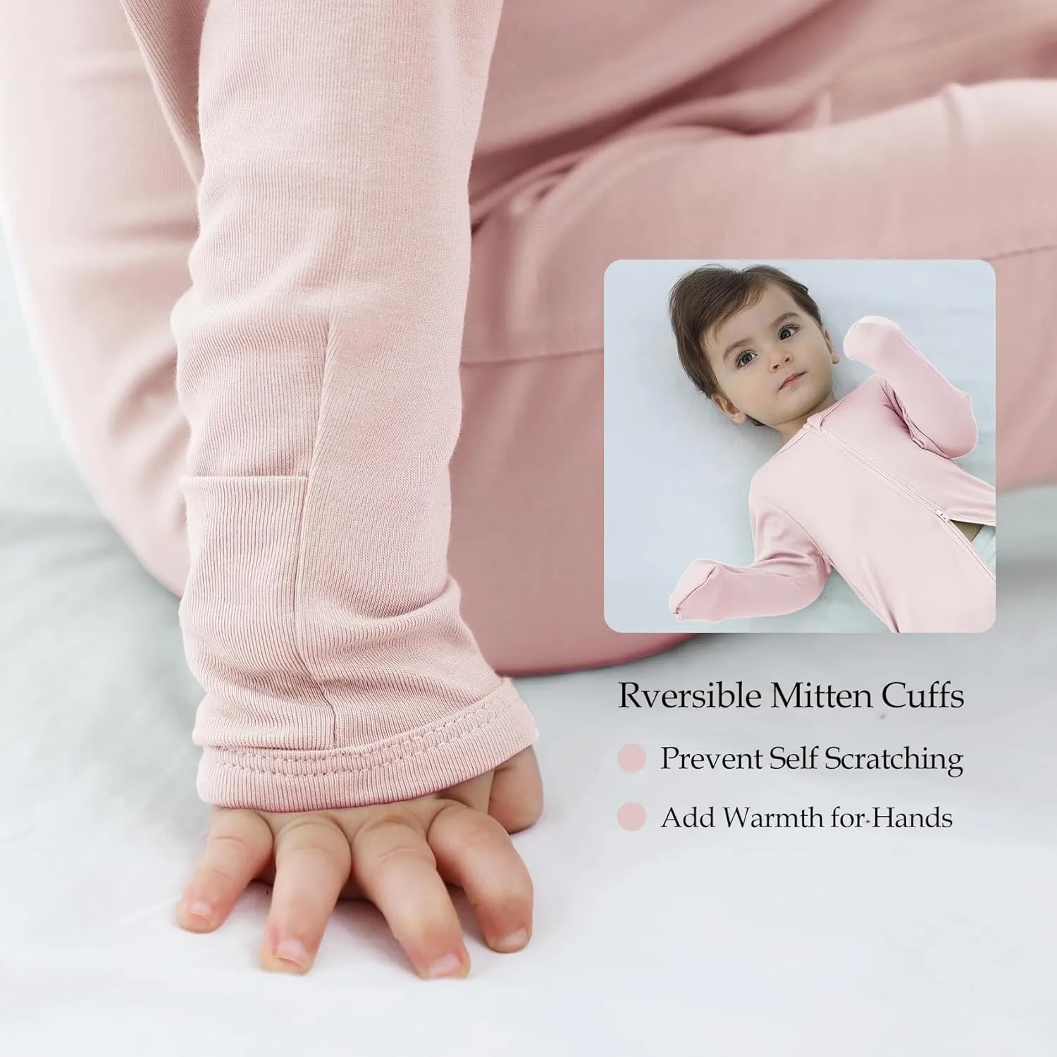Rayon from Bamboo Baby Pajamas, Baby Sleeper with Mitten Cuffs and 2 Way Zipper, Rompers for Baby Boy Girls 0-24 Months