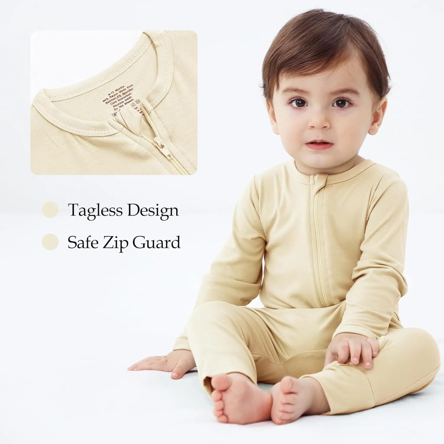 Rayon from Bamboo Baby Pajamas, Baby Sleeper with Mitten Cuffs and 2 Way Zipper, Rompers for Baby Boy Girls 0-24 Months