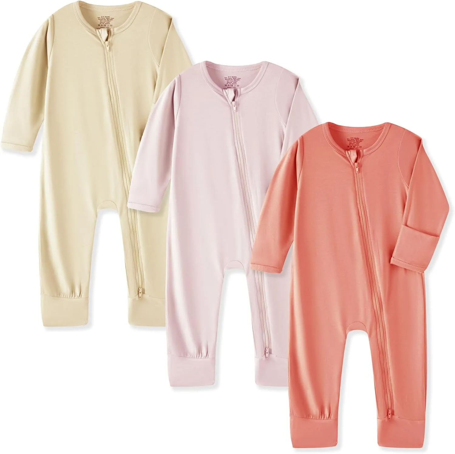Rayon from Bamboo Baby Pajamas, Baby Sleeper with Mitten Cuffs and 2 Way Zipper, Rompers for Baby Boy Girls 0-24 Months