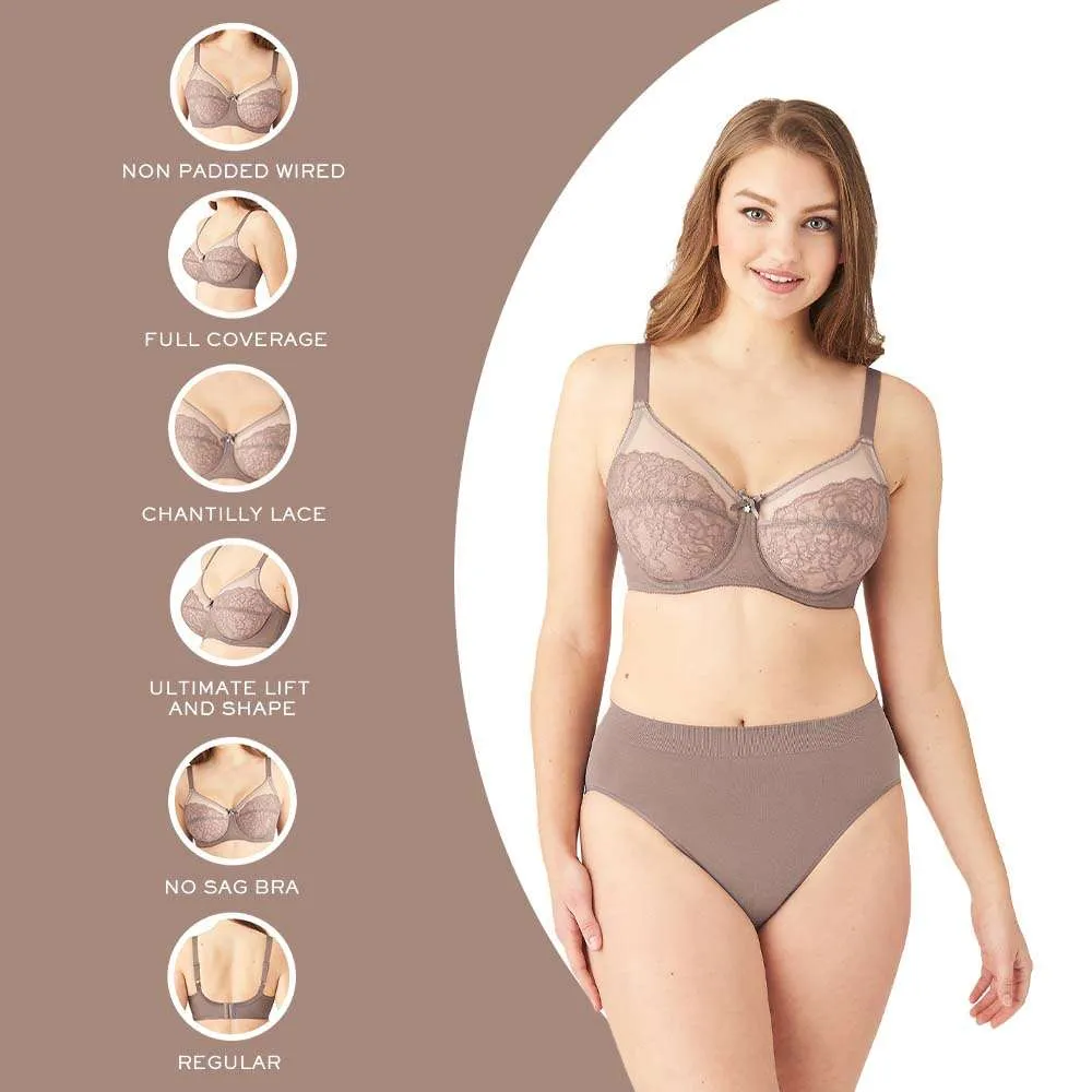 Retro Chic Non Padded Wired Full Coverage Full Support Everyday Comfort  Bra - Coffee