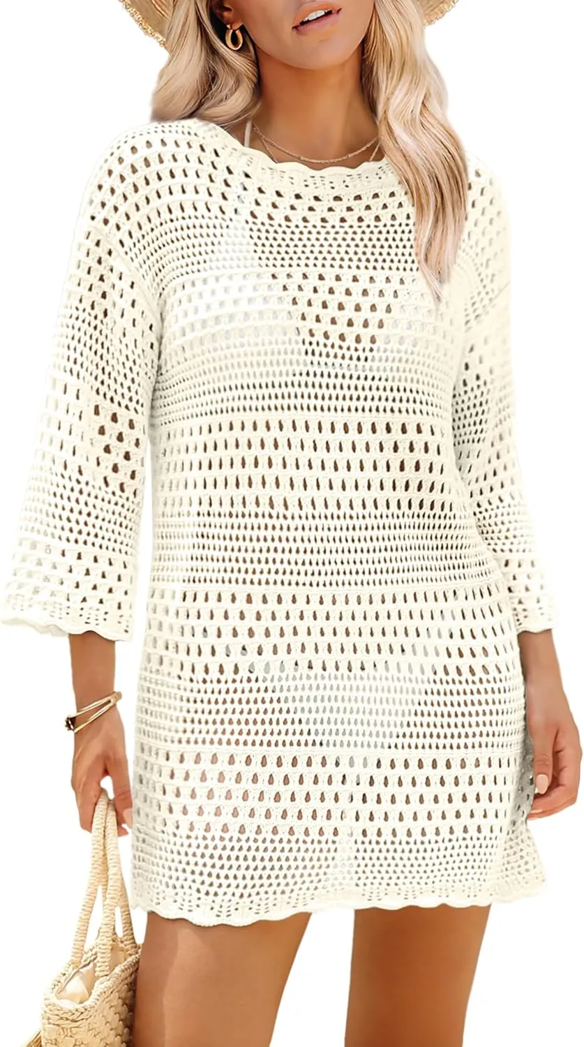SAMPEEL Swimsuit Coverup for Women Beach Vacation Clothes Bathing Suit Cover Up Crochet Dresses Summer Cruise Outfits 2025