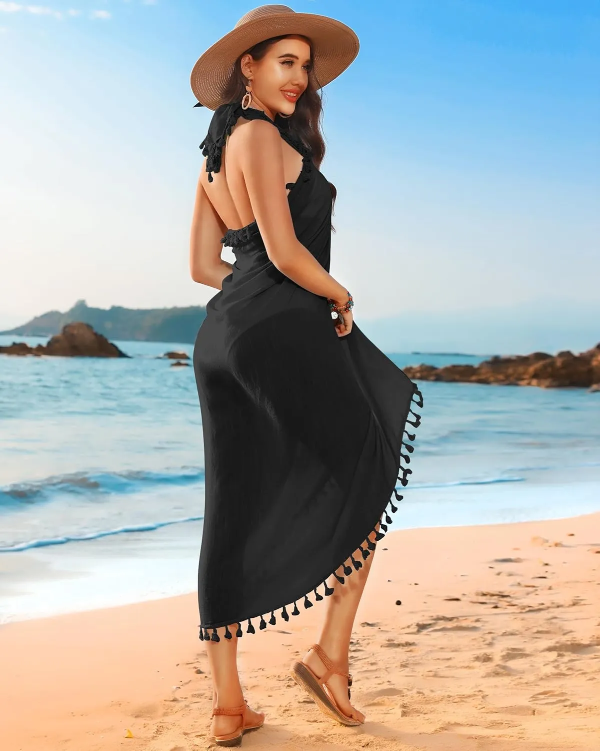 Sarong Cover Up Womens Beach Cover Up Bikini Bathing Suit Swimsuit Scarf Swimwear Coverup Sarong Pareo Wraps for Women