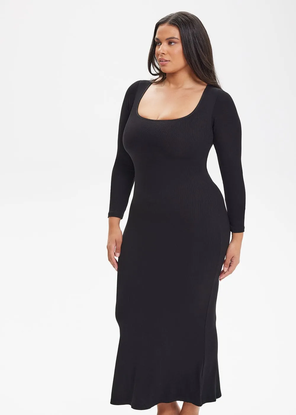 SecretSculpt Long Sleeve Midi Dress
