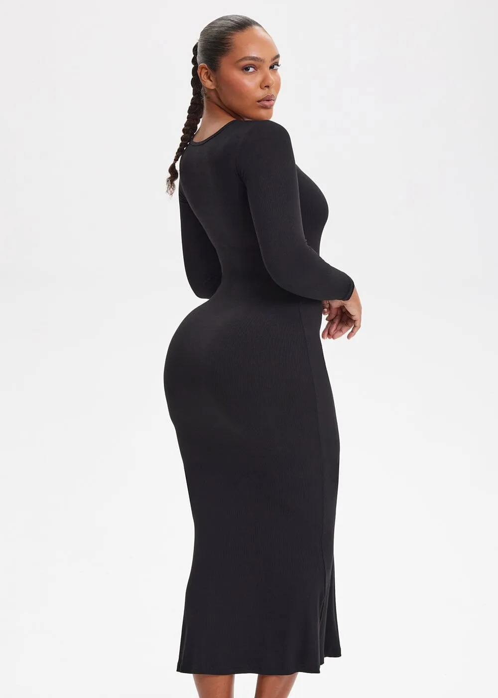 SecretSculpt Long Sleeve Midi Dress