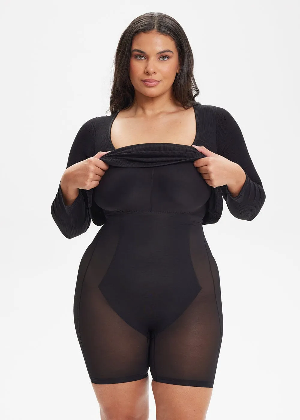 SecretSculpt Long Sleeve Midi Dress