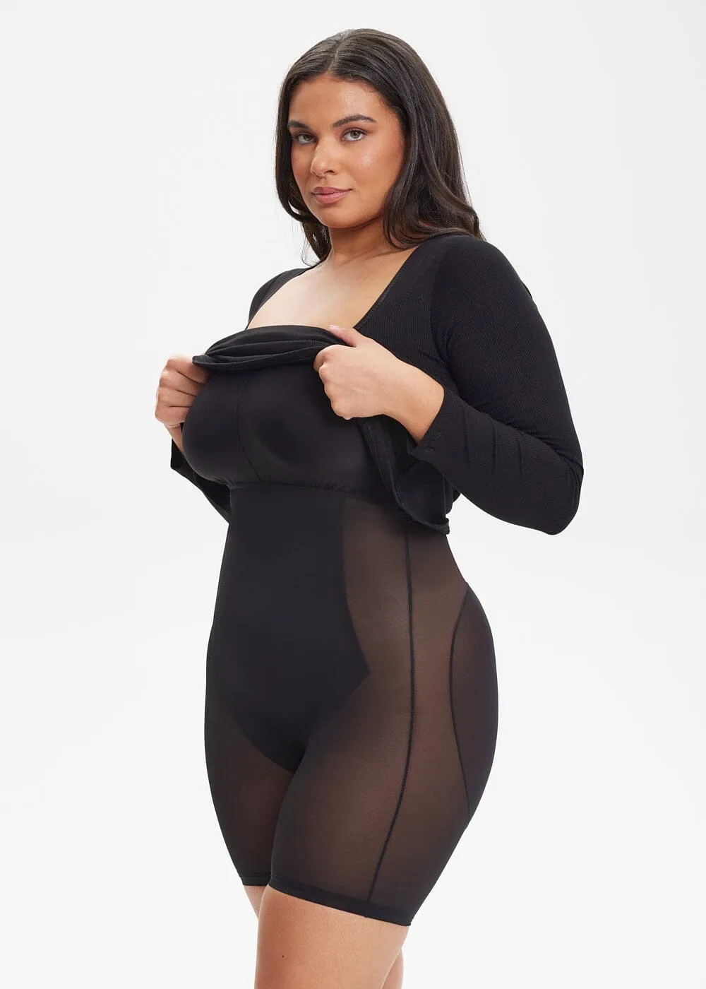 SecretSculpt Long Sleeve Midi Dress