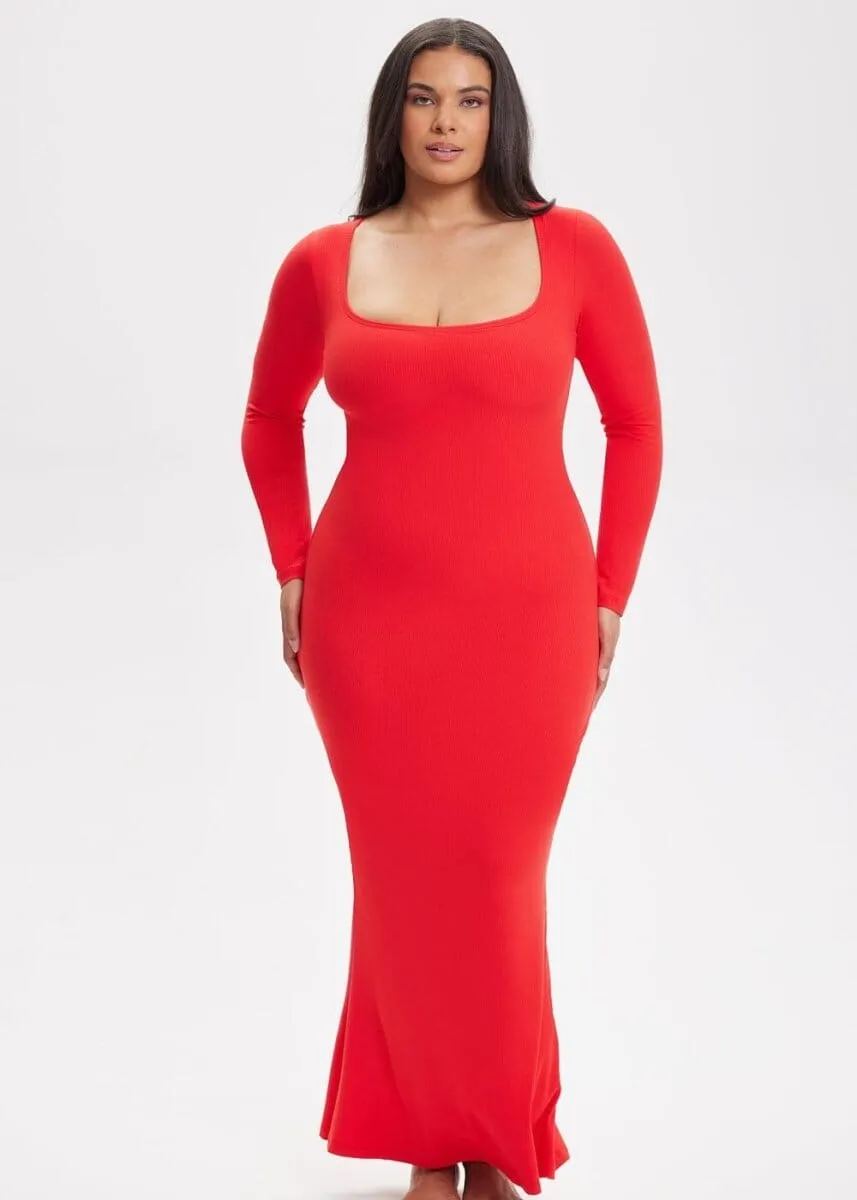 SecretSculpt Long Sleeve Midi Dress