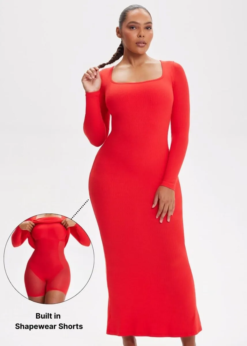 SecretSculpt Long Sleeve Midi Dress