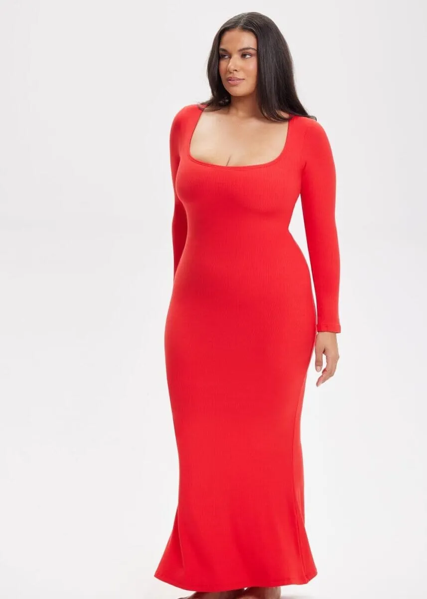 SecretSculpt Long Sleeve Midi Dress