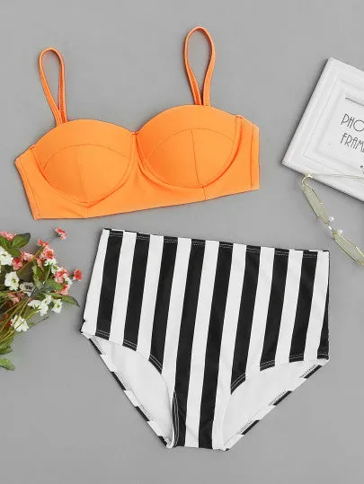 Sexy retro high waist 2 piece bikini swimswear