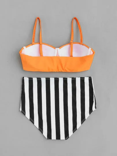 Sexy retro high waist 2 piece bikini swimswear