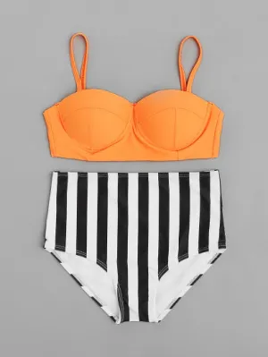 Sexy retro high waist 2 piece bikini swimswear