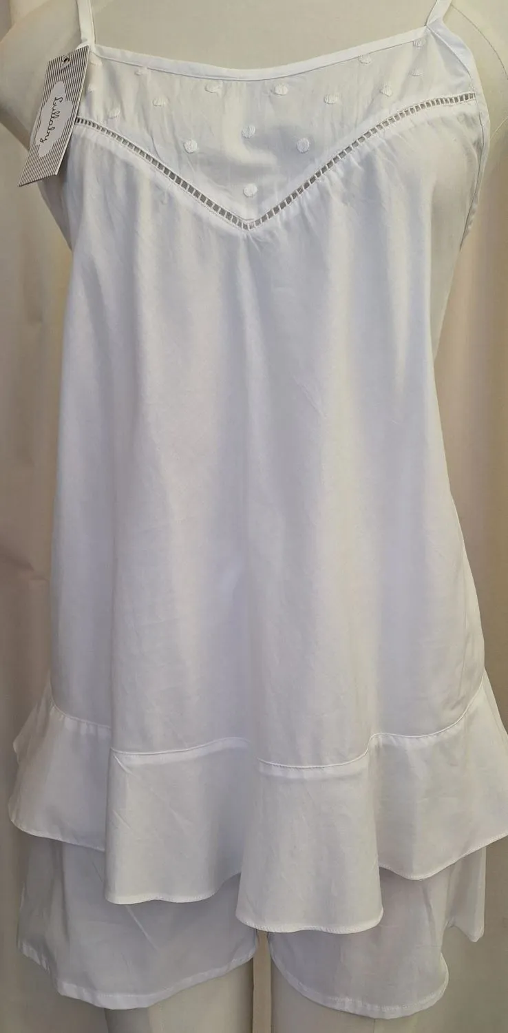 Shoe String Cotton Shortie PJ with Hand Embroidery