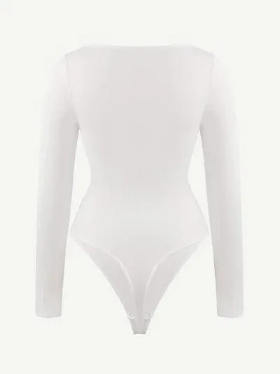 Square Neck Tummy Control Long Sleeve Shapewear Bodysuit