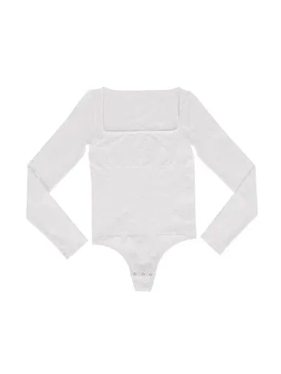 Square Neck Tummy Control Long Sleeve Shapewear Bodysuit