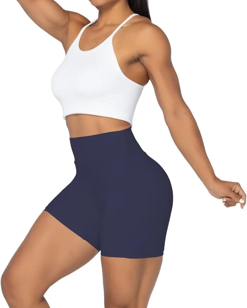 Sunzel No Front Seam Biker Shorts for Women with Pockets, Yoga Workout Gym Bike Shorts with Tummy Control