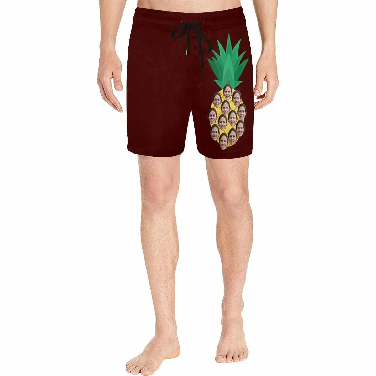 Swim Trunks with Face on Them Custom Black Funny Pineapple Men's Quick Dry Swim Shorts