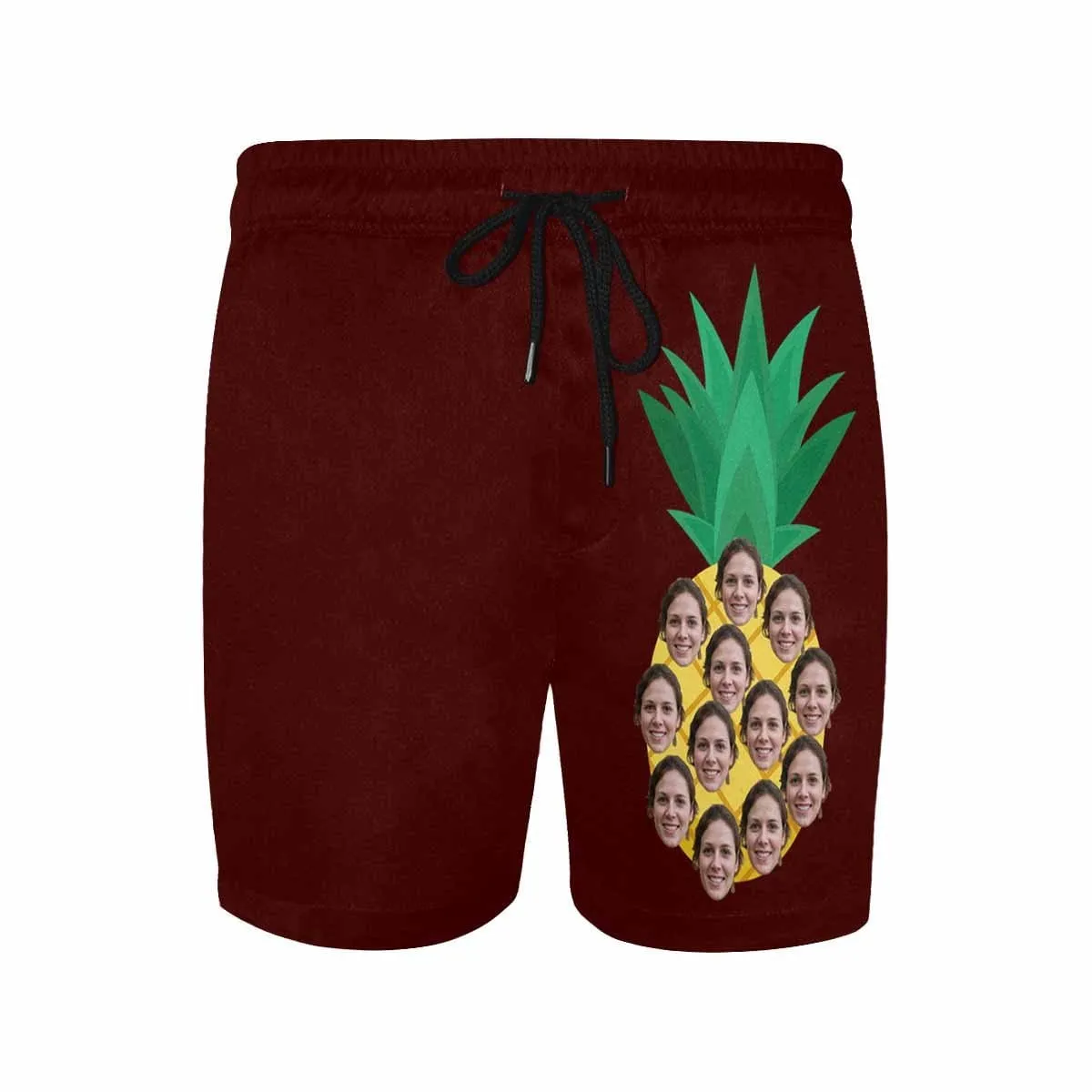Swim Trunks with Face on Them Custom Black Funny Pineapple Men's Quick Dry Swim Shorts