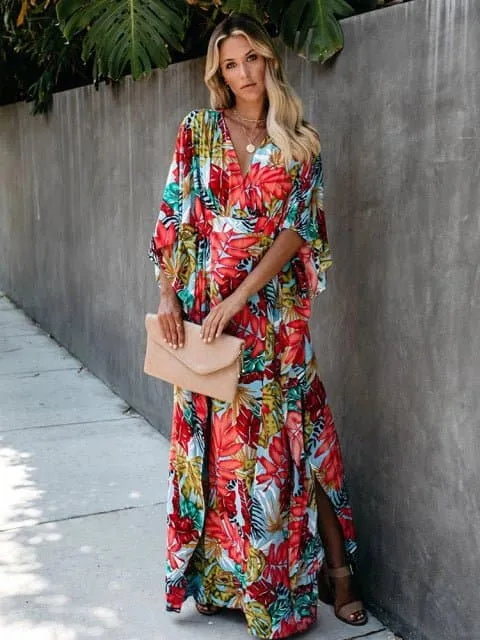 Swimsuit Cover Up - Lightweight Chiffon, Bohemian Style, Solid Pattern