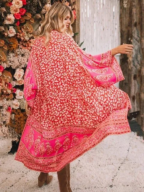 Swimsuit Cover Up - Lightweight Chiffon, Bohemian Style, Solid Pattern