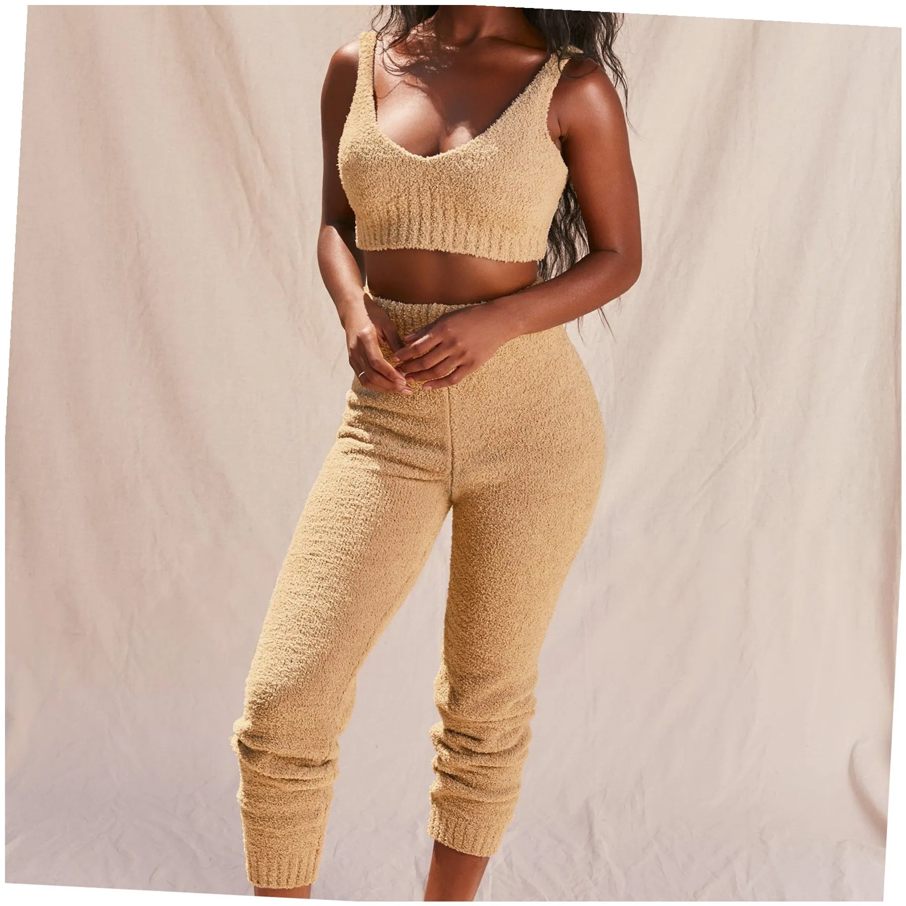 Two-Piece V-neck Matching Loungewear Set