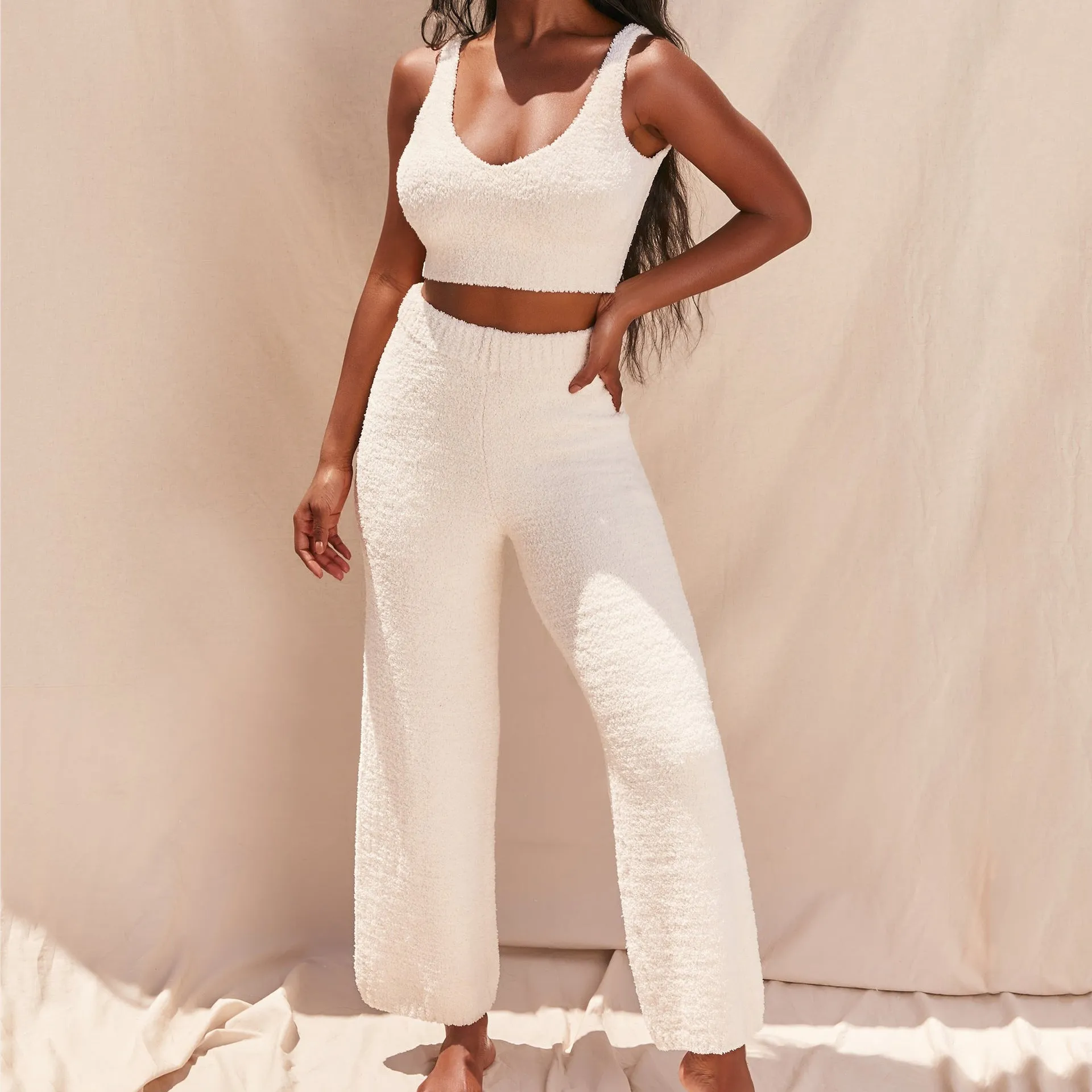 Two-Piece V-neck Matching Loungewear Set