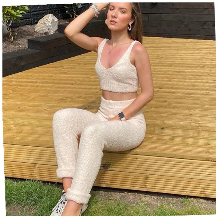 Two-Piece V-neck Matching Loungewear Set