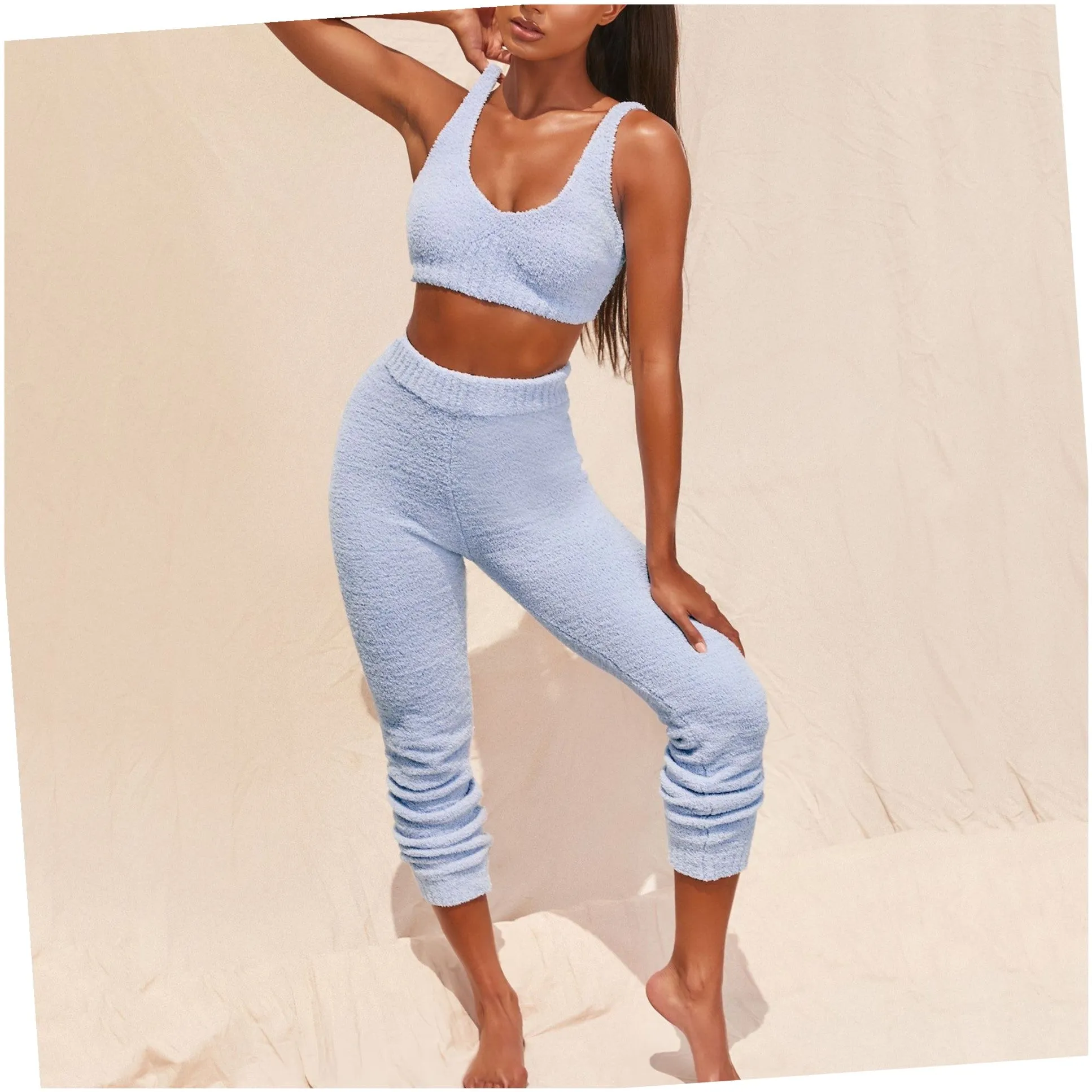 Two-Piece V-neck Matching Loungewear Set