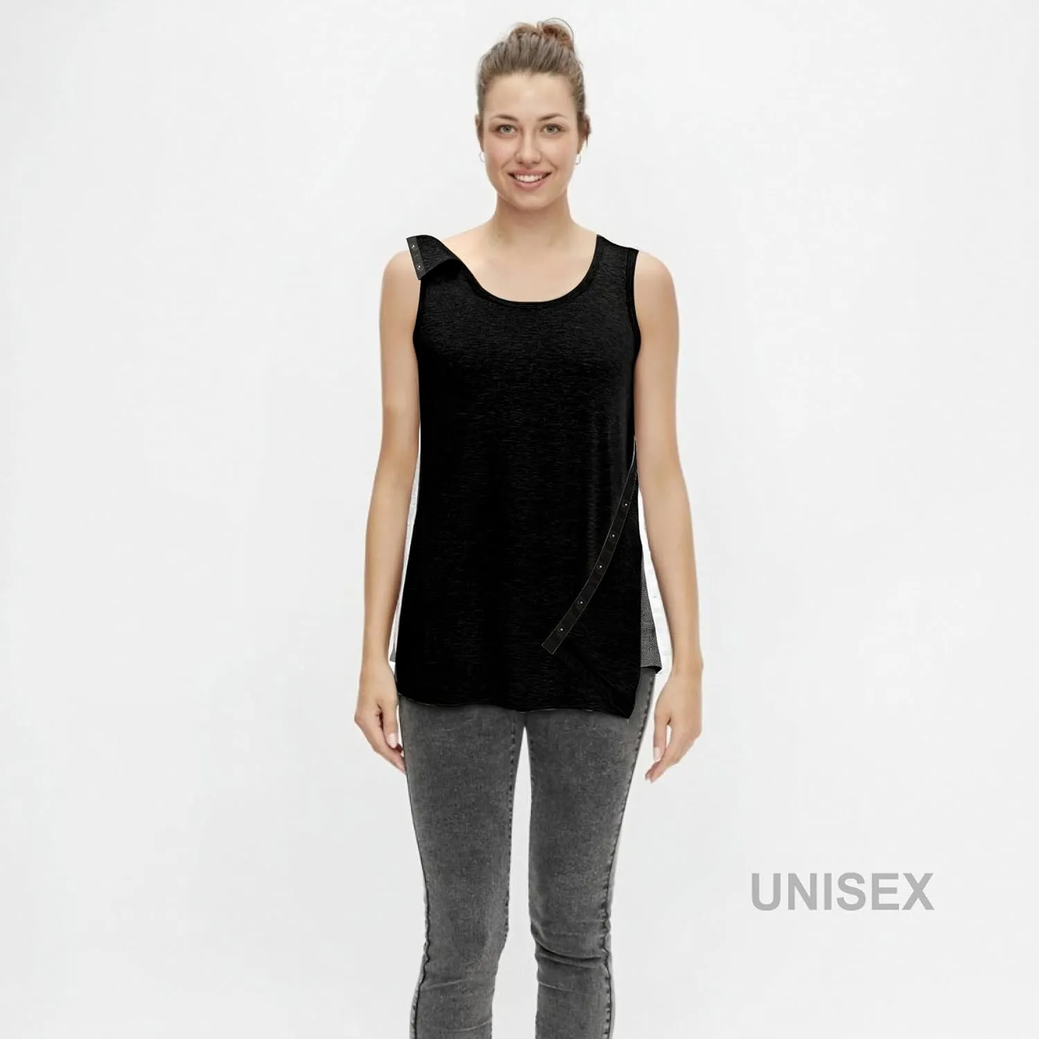 Unisex Post Shoulder Surgery Tank Tops, Side Snap Access Tear Way Sleeveless Shirts, Recovery Tear Away T-Shirt