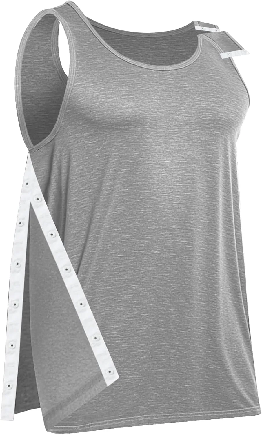 Unisex Post Shoulder Surgery Tank Tops, Side Snap Access Tear Way Sleeveless Shirts, Recovery Tear Away T-Shirt
