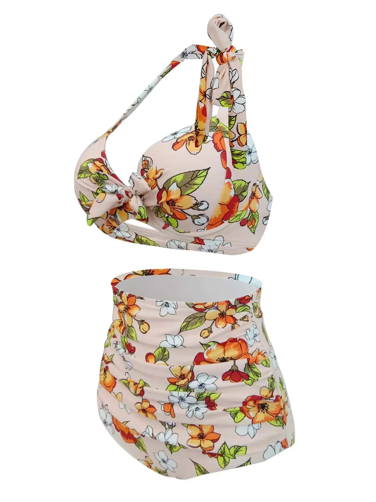 Upopby Retro Halter High Waist Bikini Swimsuit